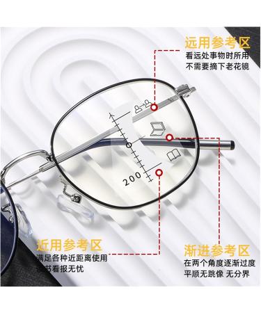 Buy Progressive Multi-Focus Reading Glasses for Men & Women - Ultra-Light Anti-Blue Light Black Silver Frame Size 3.50 - Perfect for Distant and Close Range Vision - Buy Online on GoSupps.com