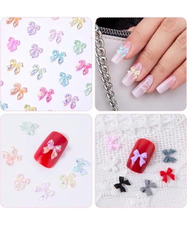 100 Pcs Aurora Bow Nail Charm Colorful Bowknot Nail Accessories Resin Cute Nail Rhinestone Glitter 3D Mix Styles Nail Decoration Kits for Nail Art Craft and Decoration - Buy Online on GoSupps.com