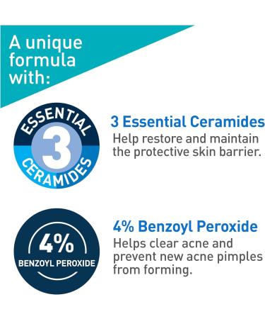 CeraVe 4% Benzoyl Peroxide ACNE Treatment Foaming Cleanser Face & Body Wash with Hyaluronic Acid and Niacinamide. Helps Clear Acne Pimples and prevent breakouts. Gentle Gel Fragrance-Free 150ML ACNE FOAMING CLEANSER 150ml - Buy Online on GoSupps.com