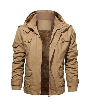 Hanxiulin fleece plush jacket fluffy warm zipper wool jacket men warm winter jacket windproof coat thick loose slim warm outdoor autumn winter coat winter jacket khaki 3xl
