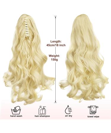 Dcbaboo 18inch Claw Clip in Ponytail Hair Extensions Long Wavy Ponytail Extension Curly Synthetic Pony tails Natural Wave One Piece Hairpiece Fake Ponytail for Women Bleach Blonde 18 inch 150g Bleach Blonde - Buy Online on GoSupps.com