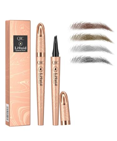 Magic Eyebrow Pencil, with 4 Micro-Fork Tips, Natural Waterproof and Long Lasting, for Men and Women, for Effortless Natural Looking Brows (Light Brown)