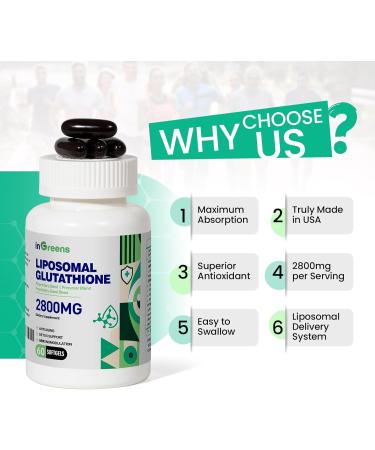 inGreens 2800 MG Liposomal Glutathione Supplement, Detoxifying & Immune, Aging Defense, Energy, Glutathione Unique Formulation Reduced - Buy Online on GoSupps.com