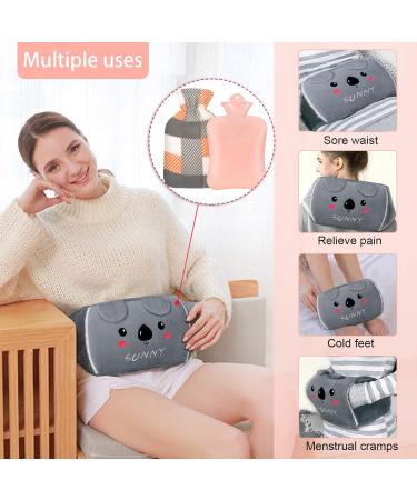 MOTONG Hot Water Bottle Set - 3PCS Detachable Grey Waist Warm Cover | Pain Relief for Back, Neck, Shoulders | Plaid Design - Buy Online on GoSupps.com