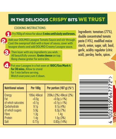 Dolmio Lasagne Red Tomato Sauce 750g - Authentic Italian Recipe | Pack of 1 - Buy Online on GoSupps.com