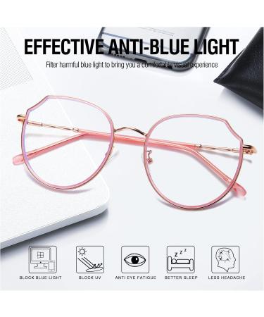 Duco Blue Light Filter Glasses for Women - Anti-Fatigue Screen Glasses for TV PC & Gaming - Stylish Pink W014 - Buy Online on GoSupps.com