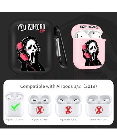 HooYiiok Scream Ghost Airpods Case 2nd Gen- Funny Horror Cover with Keychain (Black) - Buy Online on GoSupps.com