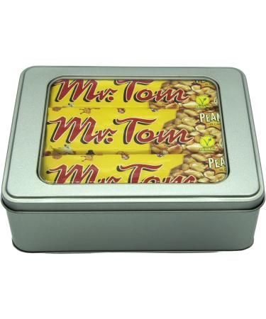 Mr Tom Peanut Brittle Bars Nut Vegan Hamper x 12 Bars and TinTastic Silver Window Lid Refillable Tin - Buy Online on GoSupps.com