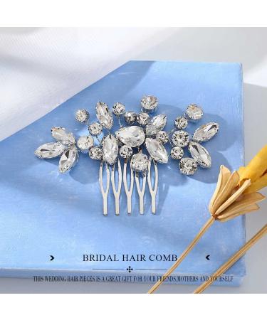 Catery Crystal Bride Wedding Hair Comb | Rhinestone Bridal Side Combs for Women and Girls - Silver - Buy Online on GoSupps.com