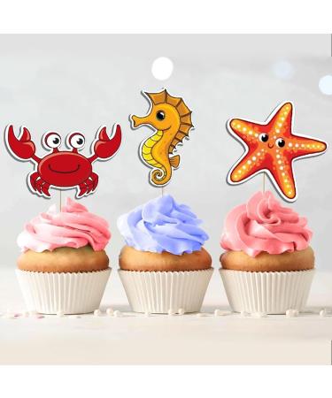 Pack of 24 Ocean Sea Animal Cupcake Toppers Package Fish Starfish Whales Octopuses Crabs Sea horses for Sea Theme Birthday Decorations Baby Shower Under the Sea Theme Party Supplies - Buy Online on GoSupps.com