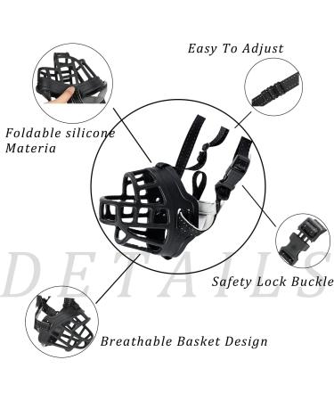 Ilepark Basket Muzzle for Dogs - Silicone Breathable & Adjustable - Size 1 Black | Prevents Barking Biting & Chewing - Buy Online on GoSupps.com