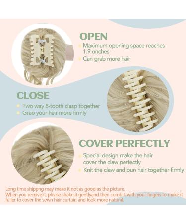 S-Noilite Claw Clip Messy Bun Hair Chignon Curly Wavy Scrunchie | Ash Blonde to Bleach Blonde 24T613 - Synthetic Ponytail Extensions for Women - Buy Online on GoSupps.com