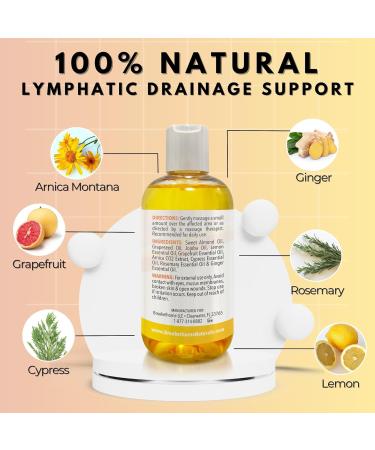 Lymphatic Massage Oil | 100% Natural Drainage Oil with Arnica Lemon & Ginger | Premium Quality for Post Surgery Recovery | 8oz by Brookethorne Naturals - Buy Online on GoSupps.com