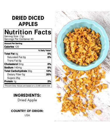 Amrita Dried Apples Diced 8 oz | No Sugar Added | Vegan, non-GMO, Gluten Free | Snack or Bake | Resealable Bag | 8 Ounce - Buy Online on GoSupps.com