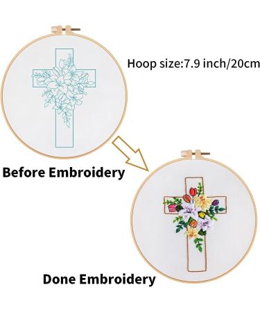 Louise Maelys Cross Lily Embroidery Starter Kit for Adults - Easter Jesus Theme - Includes Hoop, Needles, Threads, Instructions - Buy Online on GoSupps.com