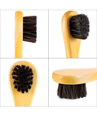 Jovitec 5 Pack Horsehair Shoe Polish Dauber Brush Set | Wooden Handle Shoe & Bag Care Brushes - Light Yellow - Buy Online on GoSupps.com