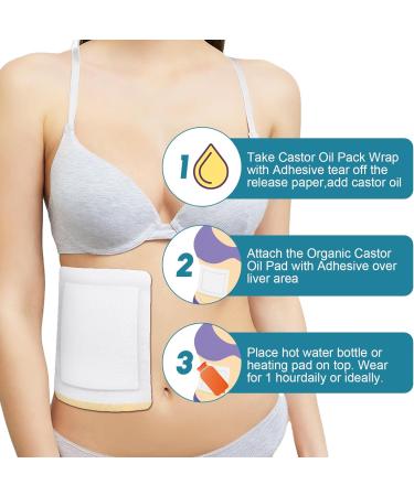 Castor Oil Pack Wrap Castor Oil Packs for Liver Detox Aid Sleep Highly Absorbent Self-Adhesive Castor Oil Wrap Organic Cotton No Wash Easy to Use Anti-Seepage White (Oil Not Included) 10 Pcs - White 10 count (Pack of 1) - Buy Online on GoSupps.com