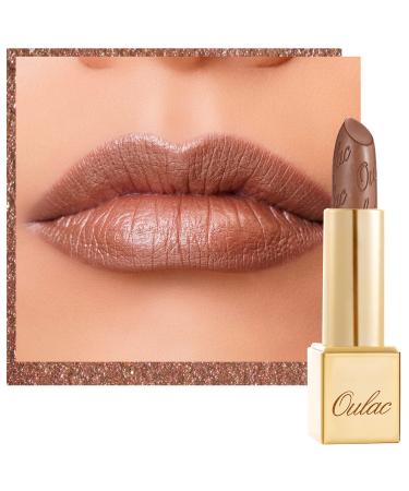 Oulac Metallic Shine Brown Lipstick for Women High Impact Lipcolor with Moisturizing Creamy Formula Vegan & Cruelty-Free Full-Coverage Lip Color 4.3 g/0.15 oz (Guilty Pleasure (09)) Guilty Pleasure(09) Metallic Mauve Brown