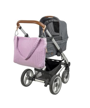 L SSIG Baby Changing Bag Shopper - Stylish Cotton Lavender Purple with Stroller Attachment for Easy Travel - Buy Online on GoSupps.com