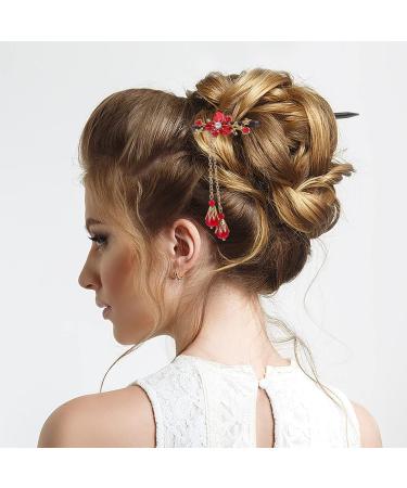 Molain 4-Piece Handmade Wooden Hair Pins - Vintage Flower Hair Sticks for Women & Girls - Buy Online on GoSupps.com
