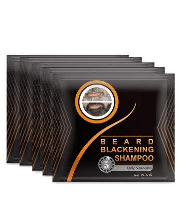 5 Pcs Beard Shampoo Beard Dye Beard Blackening Dye Natural Black Only 5 Minutes (75ML)