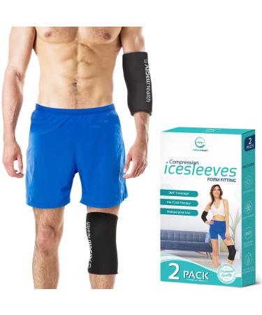 2 Pack Hot and Cold Compression Ice Pack Sleeve (360 Coverage) Relief Support for Joints and Muscles Sleeve for Knee Elbow Legs Arm 2-PACK Large