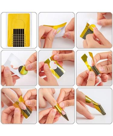 Nail Templates (600 pcs) | Self-Adhesive Gel Nail & Extension Stencils - Golden & Pink | Perfect for Artificial Fingernail Modeling - Buy Online on GoSupps.com