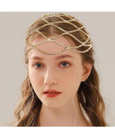 VIJIV 1920s Flapper Headpiece | Great Gatsby Crystal Rhinestone Headband for Women | Wedding Bride Accessories in Gold - Buy Online on GoSupps.com