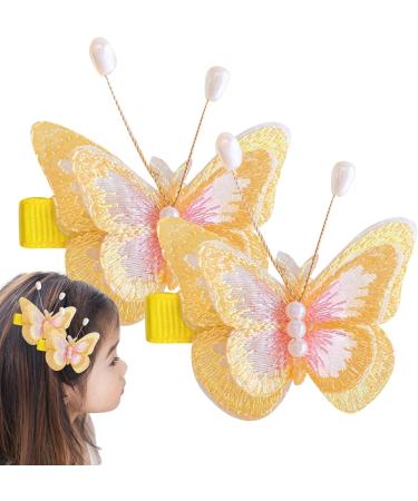 Butterflies Clips for Hair - Moving 3D Hair Decor - Cute Sparkly Clamps Pins Flying Butterflies with Shiny Rhinestone Women Girls Hair Accessories for Bride Weddings Rowces A Pair of Yellow Embroidered Butterflies - Buy Online on GoSupps.com