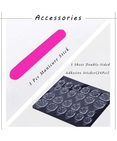 FULZTEY French Glossy Pink-Blue Cloud Coffin Press on Nails - 24Pcs Medium False Nails for Women, Ballerina Nail Art DIY Acrylic Fake Nail Tips - Buy Online on GoSupps.com