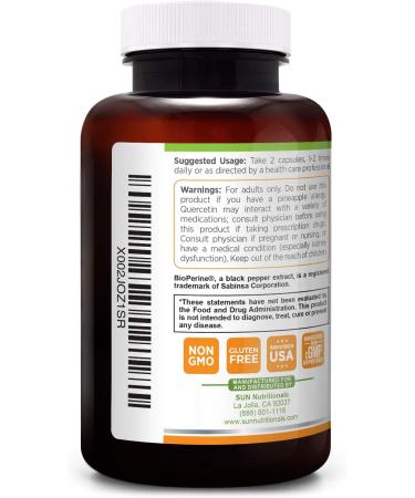 Sun Nutritionals Zinc Defense with Quercetin, EGCG, Bromelain, Vitamin C & D - 2-Month Supply (120 VCaps), Non-GMO, Gluten-Free - Buy Online on GoSupps.com