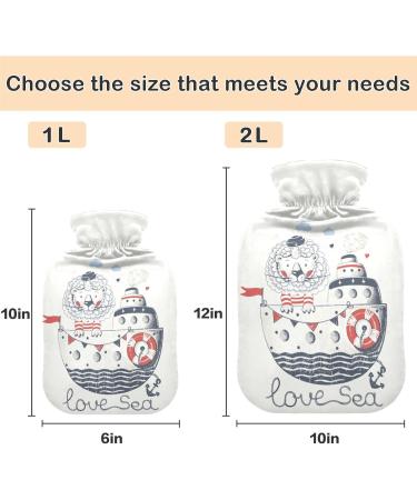 Naanle Sweet Lion Sailor Heat Bottle - 1L Transparent Warm Water Bottle for Bed & Pain Relief | Hand & Feet Warmer Warmth & Cold Therapy - Buy Online on GoSupps.com