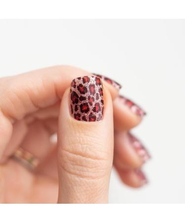 Avoa Beauty Nail Film - Cat Calling | Glitter Red & Pink Leopard Nail Art Design | 16 Long-Lasting Self-Adhesive Nail Wraps for Stunning Manicures - Buy Online on GoSupps.com
