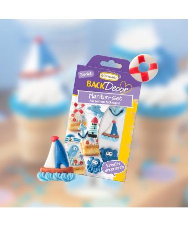 G nthart Backdecor Maritim Set - 8 Sugar Figures (Lighthouse Anchor Ship & More) - Perfect for Cakes & Desserts - 12g - Buy Online on GoSupps.com