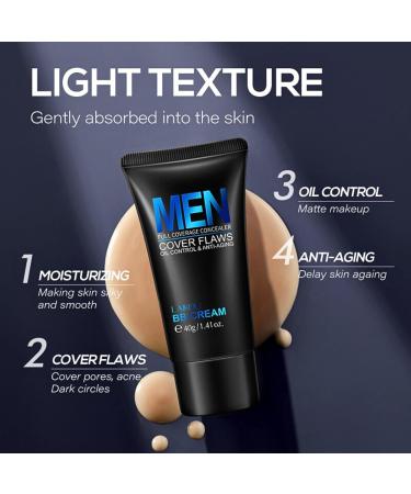 Trendyfave Mens BB Cream Foundation BB Cream Light Face Moisturiser For Oily Skin Concealer For Mature Skin Face Make-Up Anti Age Face Cream Anti Redness Cream For Face - Buy Online on GoSupps.com