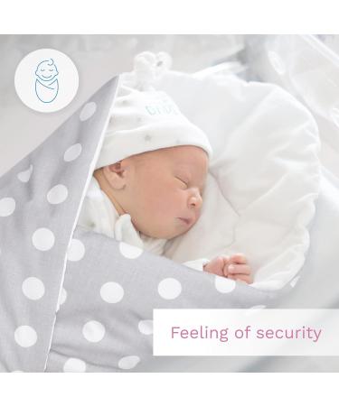 Baby Swaddle Wrap Blanket - Newborn Cotton Sleeping Bag 0-3 Months (Polka Dots Grey) - Buy Online on GoSupps.com