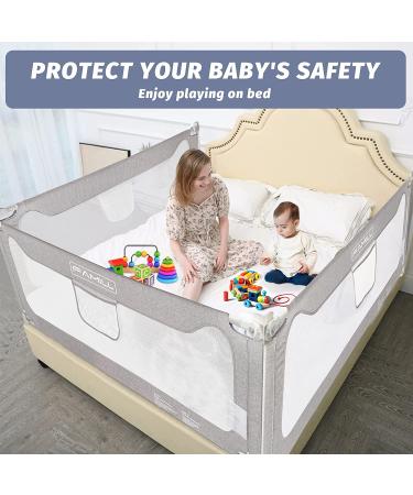 Toddler Bed Rail Guard - Grey 74.8inch for Queen, King, Twin, Full Size Beds - Extra Length 54-78.7 - Kids' Bed Rails & Rail Guards - Buy Online on GoSupps.com