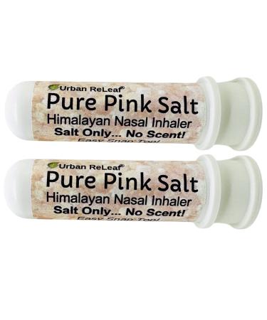 Urban ReLeaf Pure Pink Salt Himalayan Aromatherapy Nasal Inhalers - Set of 2 No Scent. 100% Natural Breathe Fresh Solution! Easy Open Snap Top. Made in USA. No Mess. Pocket Size.