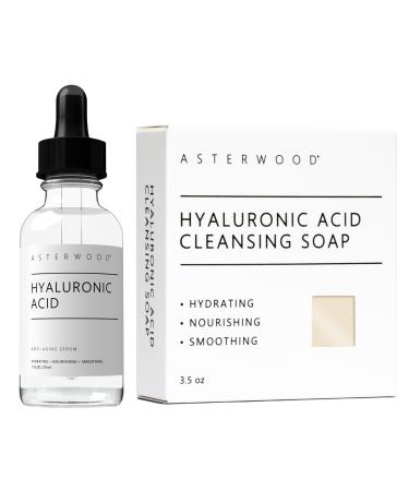 Asterwood Hyaluronic Acid Serum 1 oz + Hyaluronic Acid Cleansing Soap 3.5 oz