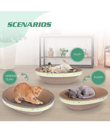 Large Oval Cat Scratcher Lounge | Cardboard Scratch Pad for Furniture Protection & Training | Cat Toy | 17.32 x 13.58 x 4.52 - Buy Online on GoSupps.com