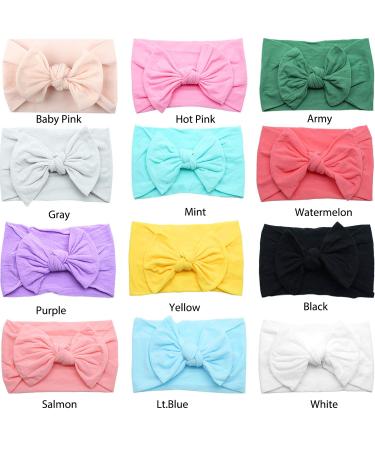 CELLOT 12 Colors Super Stretchy Soft Knot Baby Girl Headbands with Hair Bows - Buy Online on GoSupps.com