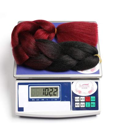 Showjarlly Kanecalon Hair Extensions - Ombre Jumbo Braids 24 (3 Pack) in Black/Wine Red for Braiding - High-Quality Kunsthaar - Buy Online on GoSupps.com