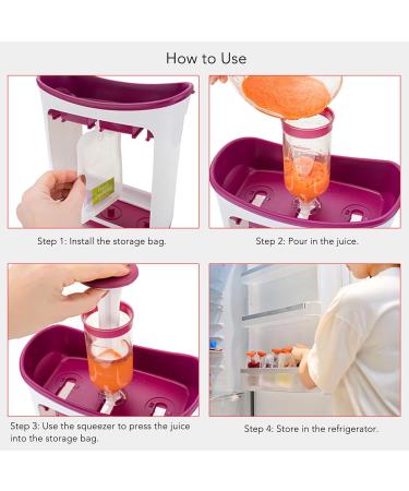 Fresh Squeezed Squeeze Station with 10 Storage Bags | Homemade Baby Food Maker | Toddler Fruit Puree Dispenser - Buy Online on GoSupps.com