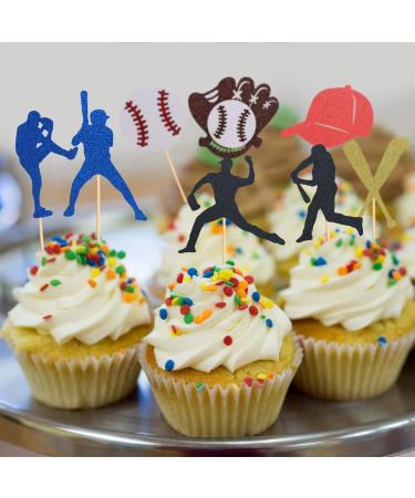 UXYOKM 24Pcs Baseball Cupcake Toppers Glitter Baseball Players Cupcake Picks Baby Shower Kids Birthday Sport Theme Party Cake Decorations Supplies - Buy Online on GoSupps.com