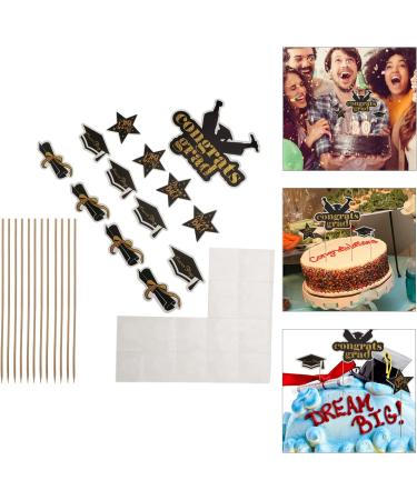 jojofuny 39 Pcs Insert Card Grad Cupcake Toppers Cake Decoration Party Supplies Grad Party Cupcake Toppers Graduation Cap Graduation Fruit Pick Decorative Topper Set The Paper Toothpick Blackx3pcs 20X14.5X0.1CMx3pcs - Buy Online on GoSupps.com