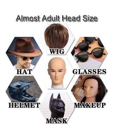 NEWSHAIR Male Bald Mannequin Head for Wig Making and Display - Professional Cosmetology Model for Hats, Helmets, Glasses, and Masks - Beige with Free Clamp Stand - Buy Online on GoSupps.com