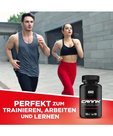 Buy ESN Crank Focus - 3 x 100 Caffeine & L-Theanine Capsules (62.50g) | International Shipping Available - Buy Online on GoSupps.com