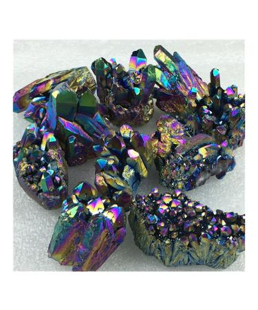 Natural Crystal Rough 1pcs Natural Quartz Crystal Stone Rainbow Titanium Cluster Colorful Cluster SpecimenHome Desk DecorationsCrystal dingchi (Color : As Photo Show Size : 30g) 30g As Photo Show