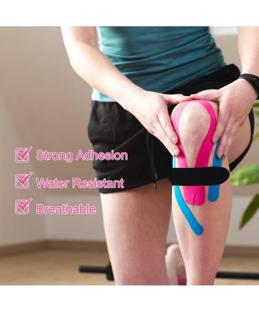 3 Rolls Kinesiology Tape - Waterproof Sports Tape for Muscles Knees Shoulders & Elbows (Blue/Pink/Black 5m x 5cm) - Buy Online on GoSupps.com