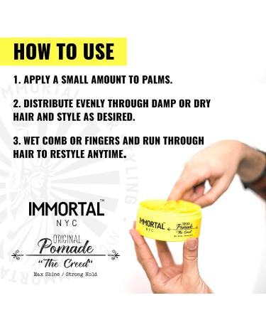 IMMORTAL NYC The Creed Strong Hold Pomade - Men's Water Based Natural Hair Styling Balm - Buy Online on GoSupps.com